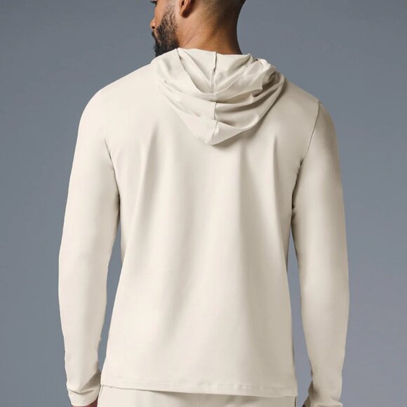 NEW Alo Yoga Men Conquer Reform Long Sleeve With Hood in Bone size L Large - Picture 3 of 3